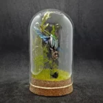 Cloche entomologique avec diorama montrant une cétoine Dicronorrhina derbanya layardi en vol.