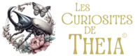 bannière logo les Curiosités de théia - Boutique de créations artisanales de dioramas et bijoux sur le thème des insectes et de la nature.